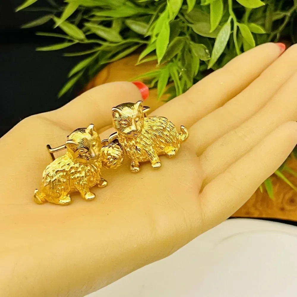 Vintage 3D Mimi Di N Gold Tone Double Cat Yarn Belt Buckle Kittiy Kittens 4287
